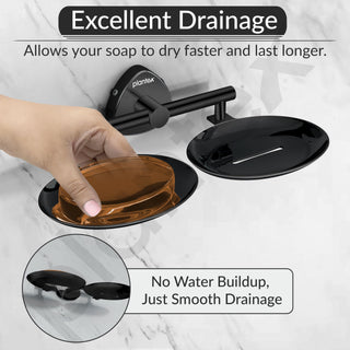 Plantex J4 Stainless Steel Double Soap Dish for Bathroom/Soap Holder for Bathroom/Wall Mounted Soap Holder/Bathroom Accessories (PVD Black Finish) Angel