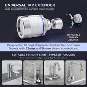 Plantex Tap Water Filter for Kitchen & Bathroom Faucet/Faucet Mounted Water Filter with Replaceable Cartridge/ABS Plastic Compact Tap Filter for Home - Chrome & White