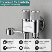 Plantex 2 Way Angle Cock/Stainless Steel Double Outlet Water Valve/Bathroom & Kitchen Tap Connector/Water Faucet - Pack of 1 (Chrome, APS-N-7)