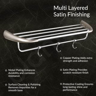 Plantex Smero Pure Brass 24 inch Towel Rack for Bathroom/Towel Stand/Hanger/Towel Holder/Towel Bar/Bathroom Accessories - Effect (Satin Matt)