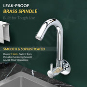 Plantex Sink Tap for Kitchen Basin/Wall Mount Kitchen Sink Tap with Wall Flange and Water Saving -(MKS-1277-Chrome)