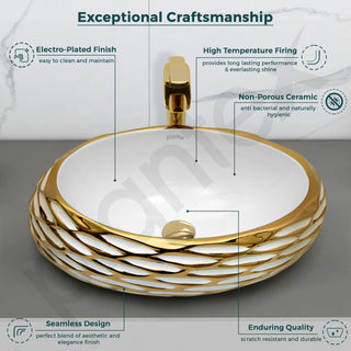 Plantex Table Top Wash Basin For Bathroom/Designer Ceramic Basin/Countertop Vessel Sink Basin - Indo-European Collection (EQTT-593, 23.5 x 15 x 7 Inch)