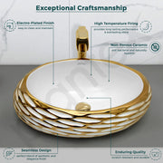 Plantex Table Top Wash Basin For Bathroom/Designer Ceramic Basin/Countertop Vessel Sink Basin - Indo-European Collection (EQTT-593, 23.5 x 15 x 7 Inch)