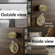 Plantex Bathroom Door Lock/Stainless Steel Pull Push Door Handle Lock Set/Keyless Lock Handle for Bathroom (Brass Antique, DTM-666)