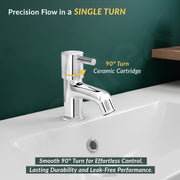 Plantex Brass Spindle Pillar Tap for Wash Basin with Water Saving Aerator/Tabletop Wash Basin tap/Bathroom Tap-(MKS-1273-Chrome)