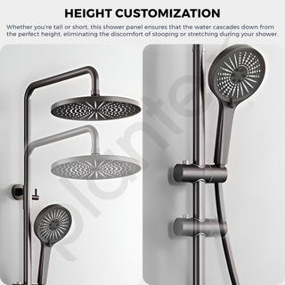 Plantex 304 Grade Stainless Steel Shower Panel for Bathroom/Modern Shower System with Head Shower/Hand Shower & Massage Spray Jet for Bathroom (Gun Metal Grey)