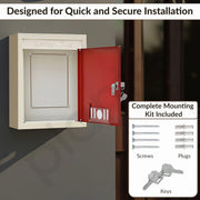 Plantex Wall Mount A4 Size Letter Box - Mail Box/Letter Box for Home gate with Key Lock (Red & Ivory)