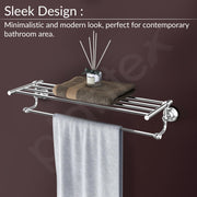 Plantex 304 Grade Stainless Steel 24 inch Towel Rack for Bathroom/Towel Stand/Hanger/Bathroom Accessories - Skyllo (Chrome)