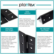 Plantex Door Hinges 3 inch x 16 Gauge/1.5 mm Thickness Home/Office/Hotel/Hinges for Main Door/Soft Close Movement Door Hinge/Kabza - Pack of 3 (Black)