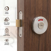 Plantex Bathroom Indicator with Lock/Stainless Steel Red and Green Indicator Keyless Door Lock/Round Toilet Partition Door Lock - Pack of 1 (Matt)