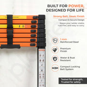 Plantex 3.1m (10.17 ft.) Telescopic Ladder/Carbon Steel 8-Steps Portable & Compact Ladder/Foldable Multipurpose Collapsible Ladder for Home & Outdoor Use - (Orange)
