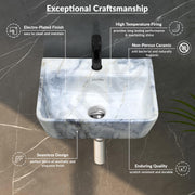 Plantex Wall Hung Wash Basin for Bathroom/Designer Ceramic Basin/Rectangle Countertop Washbasin for Home/Office (17 x 14 x 5 Inch)