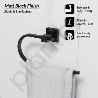 Plantex 304 Grade Stainless Steel Napkin Holder for Wash Basin Hand Towel Holder/Hanger Bathroom Accessories - Splash (Black)