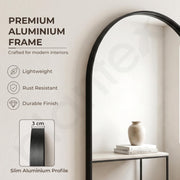 Plantex Aluminium Frame Mirror for Bathroom/Wall Mount Half-Capsule Mirror for Bedroom/Dressing Room/Living Room/Entryway - (Black, 18x24 Inch)