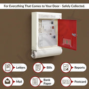 Plantex GI Steel Letter Box for Home/Magazine Holder/News Paper Holder/Mail Box/Post Box/Complaint Box & Suggestion Box for Office with Secure Lock and Keys - (Red & Ivory), Wall Mount