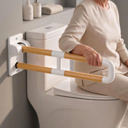 Plantex Resin Grab Bar for Toilet with Grip/24 inch Anti-Slip Handle for Bathroom Support - Pack of 1 (White & Wood)