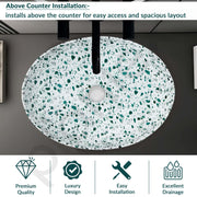 Plantex Table Top Wash Basin for Bathroom/Designer Ceramic Basin/Countertop Vessel Sink for Home/Office (Marble White - 20 x 15 x 5.5 Inch)