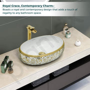 Plantex Wash Basin For Bathroom/Tabletop Designer Ceramic Basin/Countertop Vessel Sink Basin - Indo-European Collection - Pack of 1 (24 x 16 x 7 Inch)