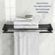 Plantex 304 Grade Stainless Steel 24-inch Bathroom Towel Hanger/Towel Rack/Towel Stand/Holder/Bathroom Accessories - Squaro (Black)