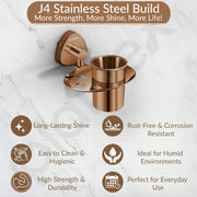 Plantex J4 Stainless Steel Toothbrush Holder for Bathroom/Toothbrush Stand for Bathroom/Tumbler Holder/Bathroom Accessories (PVD Rose Gold Finish) Angel