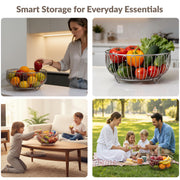 Plantex Stainless Steel Vegetable Basket for Kitchen/Fruit Bowl for Table Top/Wired Vegetable Bowl for Dining Table (Chrome Finish)