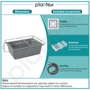Plantex Kitchen Sink/Quartz Single Bowl Kichen Sink with Hose Pipe and Square Coupling/Under Mount Kitchen Sink - (Grey, 16 x 18 inch)