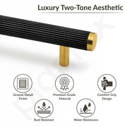 Plantex Stainless Steel & Alluminium Cabinet Handle/900mm Wardrobe Handle for Home/Cupboard Door Pull-Push Handles for Office - Pack of 2 (DTC-3960, Black & Gold)