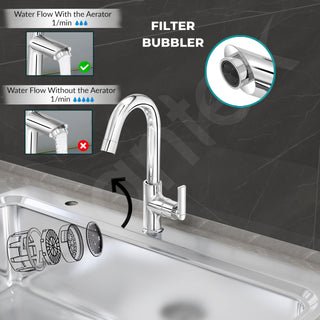 Plantex Pure Brass Sink Tap for Wash Basin with 360° Swivel Spout/Kitchen Tap with Water Saving Aerator- 7 Year Warranty (BAL-512 -Chrome Finish)
