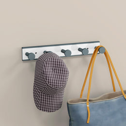 Plantex Cloth Hanger for Bathroom/Acrylic Hook Rail with 5 Hooks/Towel Hanger/Wall Mounted Cloth Hanger/Key Holder (Grey and Milky White)