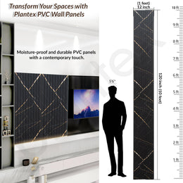Plantex Wall Panel/PVC Louver Panel for Wall with Size - 12 Inch x 10 Ft/Durable, Lightweight, and Stylish Panels for Office/Hotel/Ideal for Walls & Ceilings - Pack of 1 (Black, 5032)