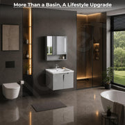 Plantex Wall Mount Vanity Cabinet with Washbasin and Mirror/Rectangular Basin with Cabinet for Bathroom - (Lara - 600, Grey)