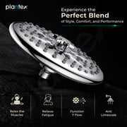 Plantex ABS Shower Head For Bathroom/Overhead Shower Without Arm/8 Different Modes Shower Head/Rain Shower Head For Bathroom - (Chrome)