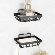 Plantex GI Steel Soap Dish for Bathroom/Self Adhesive Soap Holder for Kitchen/Soap Stand/Case/Bathroom Accessories - Pack of 2 (Black)