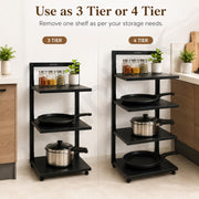Plantex Shelf Storage Rack/GI Steel Storage Organizer/4 Tier Shelf Rack for Home - Pack of 1 (Black)