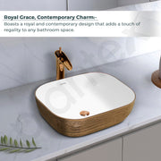 Plantex Ceramic Table Top Wash Basin/Basin for Bathroom/Washbasin/Bathroom Sink - Indo European Collection (19.7 x 15 x 5.5 Inch)