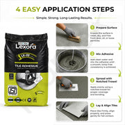 Plantex Lexora Tile Adhesive for Terracotta/Ceramic & Quarry Tiles/Polymer Modified Cement Adhesive for Floor & Wall Tiles Fixing/ Kitchen & Bathroom  Use - 20kg (LX-02, Grey)