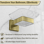 Plantex Stainless Steel Glass Soap Dish for Bathroom/Soap Holder/Soap Case/Soap Stand for Kitchen/Bathroom Accessories - Aqua (Brass Antique)