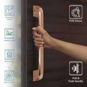 Plantex Door Handle for Home Main Door/Door lock with handle/Mortise Lock with 3 computerized Brass keys/14 inch Pull-Push Handle/Door Hardware - Combo (Rose Gold)