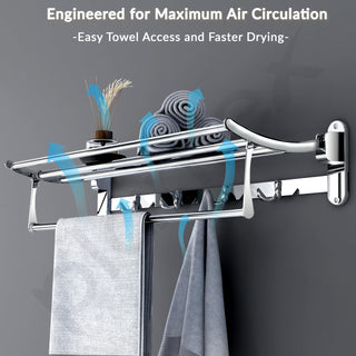 Plantex Folding Towel Rack for Bathroom/24 Inch Stainless Steel Towel Hanger/Towel Stand/Towel Rod/Bathroom Accessories - Pack of 3 (Chrome)