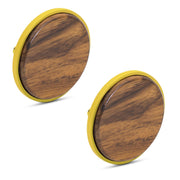 Plantex Knobs for Drawer/Round Drawer Knobs/Knobs for Cabinets/Pull-Push Knobs for Kitchen/Bedroom Drawer - Pack of 2 (Big, Gold & Wood)