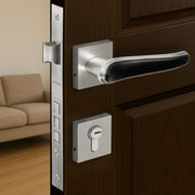 Plantex Main Door Lock/Mortise Lock for Doors - Robust Door Handle for Home with Brass Locks Body & Cylinder (PT-014, Satin & Black)