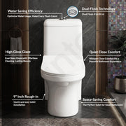 Plantex Siphonic Flush System Ceramic Commode/S Trap Western Toilet with Siphonic Vacuum Flush/One Piece Western Commode With Soft Close Toilet Seat  (White - Ukrain)