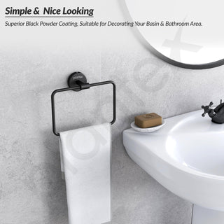 Plantex Stainless Steel Towel Hanger for Wash Basin/Towel Ring/Napkin Hanger for Bathroom/Towel Holder/Bathroom Accessories (Black)