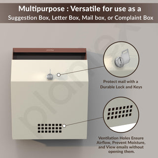 Plantex Letter Box/Suggestion Box with Key Lock/Post Box for Gate Home/Office/Complaint Box/Wall Mounted Mail Box - GI Steel (Orchid & Ivory)