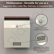 Plantex Letter Box/Suggestion Box with Key Lock/Post Box for Gate Home/Office/Complaint Box/Wall Mounted Mail Box - GI Steel (Orchid & Ivory)