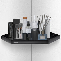Plantex Aluminium Self Adhesive Corner Shelf for Bathroom Wall/Multipurpose Bathroom Corner Shelf/12x12 inch Corner for Home/Office/Hotel - Pack of 1 (1501, Black)