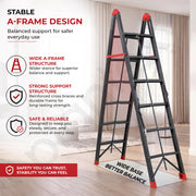 Plantex Folding Ladder for Home | 6-Step Steel Step Ladder | Anti-Skid Foldable Ladder | Home, Office & Warehouse Use - Pack of 1 (GT-6, Black & Red)