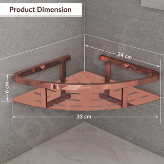 Plantex 304 Stainless Steel Corner/Bathroom Shelf/Kitchen Shelf/Wall Mount - Pack of 2 (PVD Rose Gold,9x9 Inches)