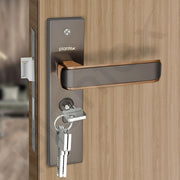 Plantex Heavy-Duty Door Lock Set - Main Door Lock Handle Set/ 6-Lever Lock Mechanism with 3 Years of Warranty/Mortise Lock with 3 Keys, Brass Lockbody & Cylinder (8112 - Satin Black & PVD Choco)