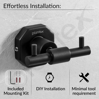 Plantex 304 Grade Stainless Steel Robe Hook/Cloth Holder/Towel Hanger/Bathroom Accessories - Nipron (Black)